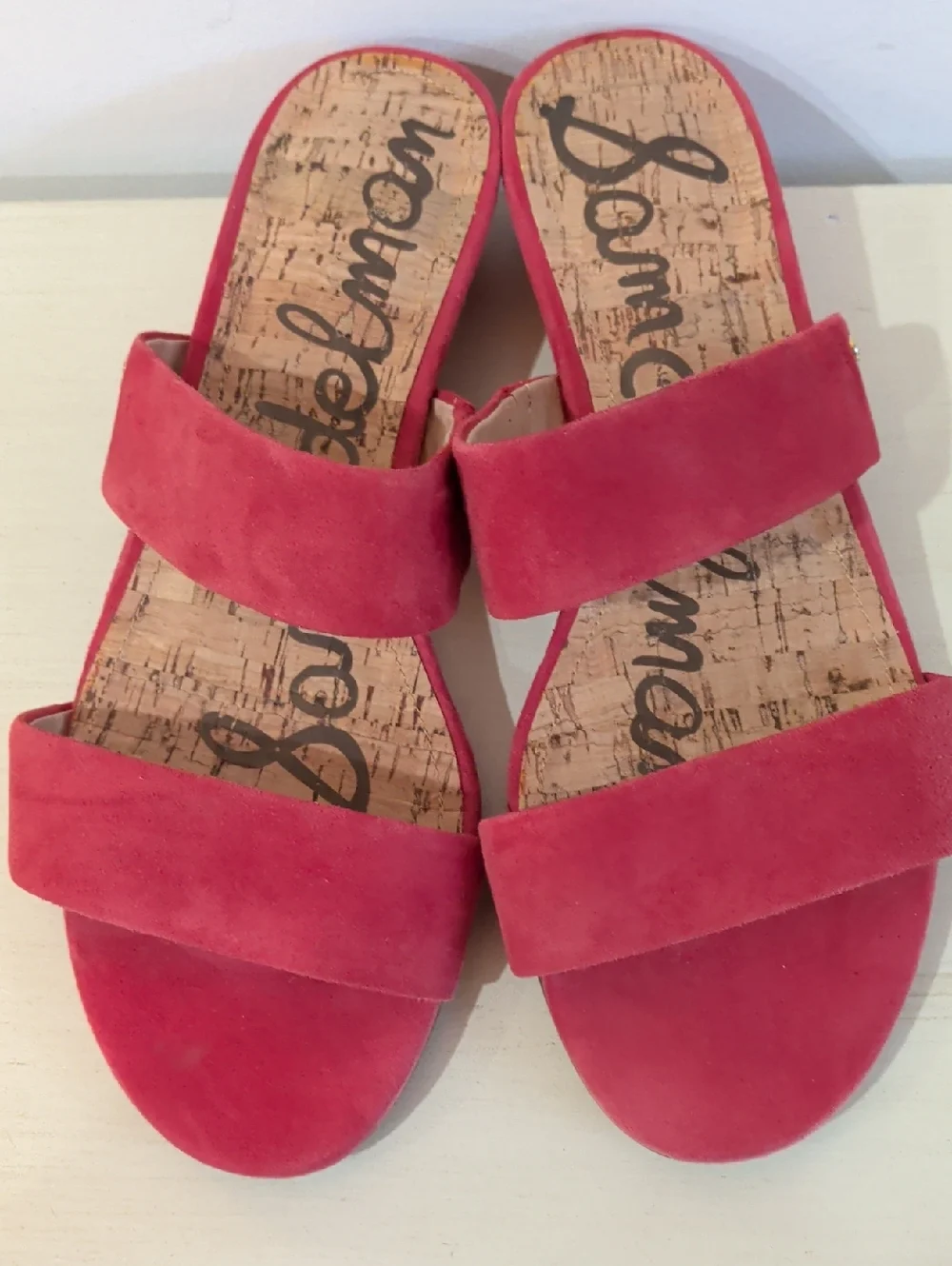 Sam Edelman Red Suede Double-strap Slide Sandals Size 9 - Picture 2 of 13